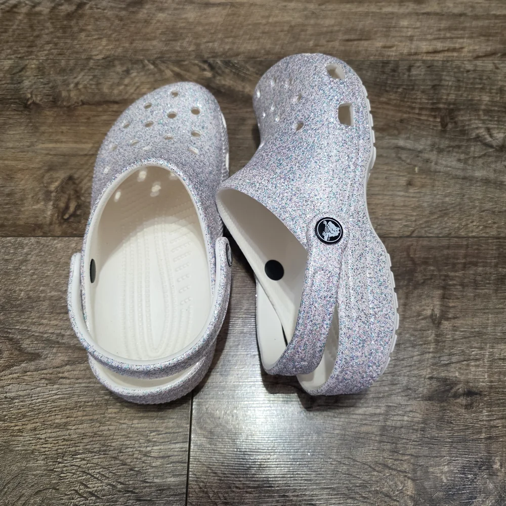 CROCS Kids Sparkly Water Shoes - White and Purple